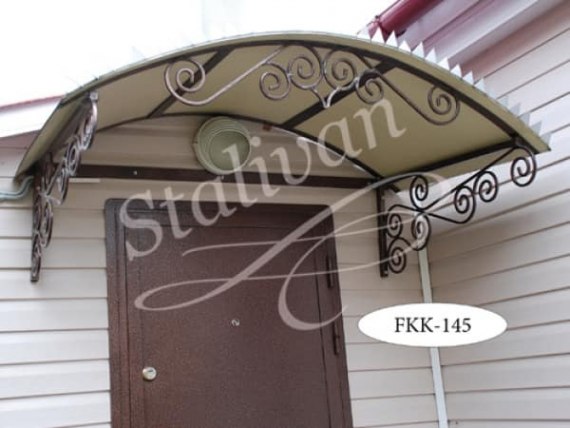 Кованый арочный козырек для крыльца FKK-145 - фото 1