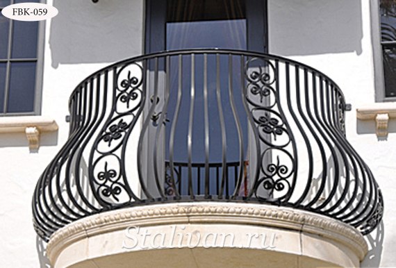 Ограждение балкона с элементами ковки FBK-059 - фото 1