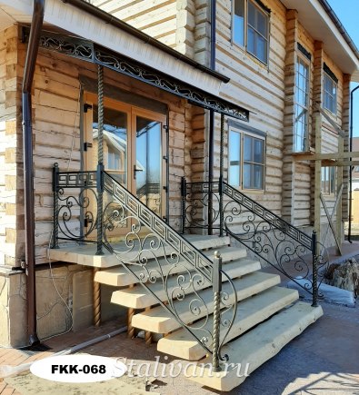 Односкатный кованый козырек FKK-068 - фото 1