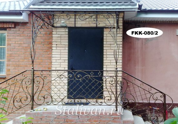 Кованый односкатный козырек над крыльцом FKK-080 - фото 3