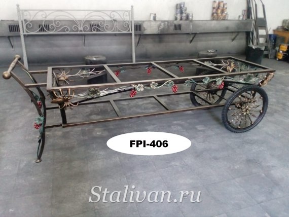 Кованое подстолье "телега" FPI-406 - фото 1