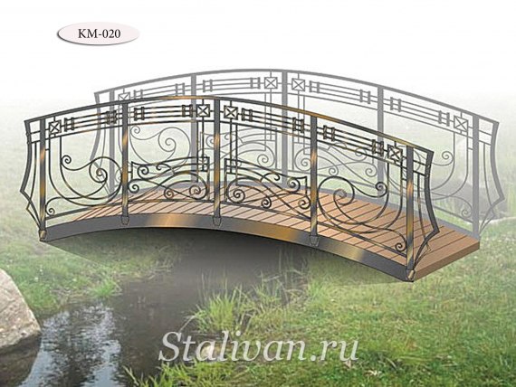 Садовый мостик с художественной ковкой KM-020 - фото 1