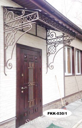 Односкатный козырек с элементами ковки FKK-030 - фото 1