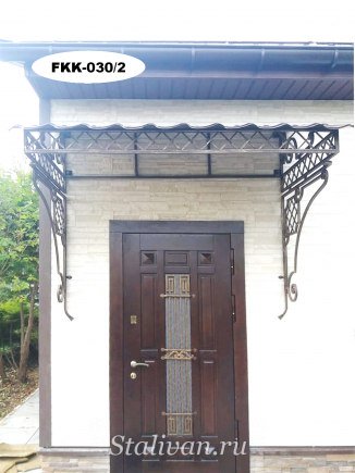 Односкатный козырек с элементами ковки FKK-030 - фото 2