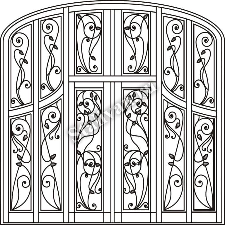 Эскиз парадной двери с ковкой - рисунок 3