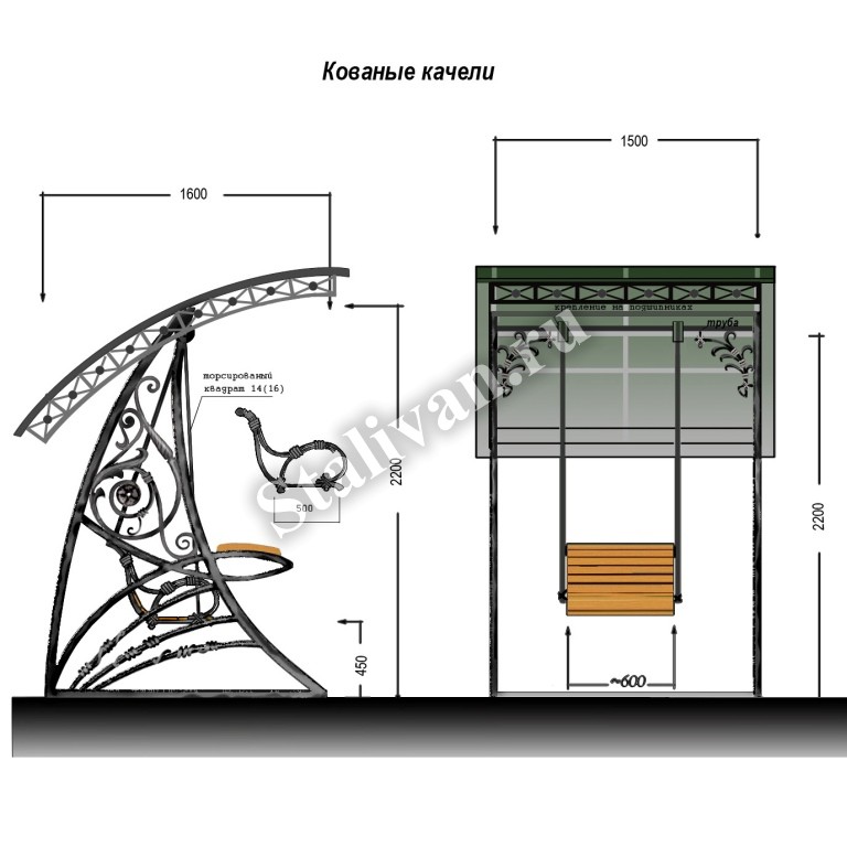 Создание эскиза кованых качелей